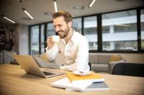 man is drinking coffee